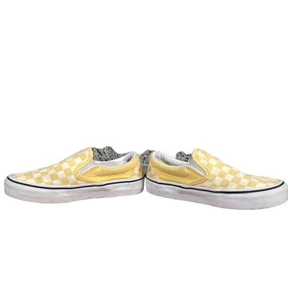 Vans Yellow White Checkered Canvas Slip On Sneakers Women Sz 5.5 - Picture 4 of 12